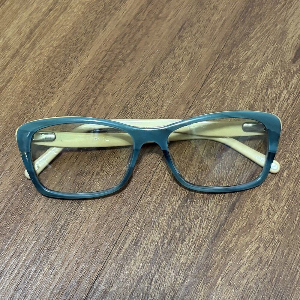 Vintage BREIL Eyeglass, Frames Only, Teal Blue & Cream Acetate 55-17-135